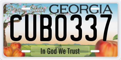 GA license plate CUB0337