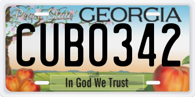 GA license plate CUB0342