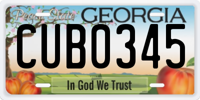 GA license plate CUB0345