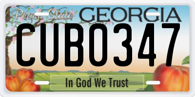 GA license plate CUB0347