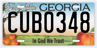 GA license plate CUB0348