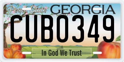 GA license plate CUB0349
