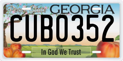 GA license plate CUB0352