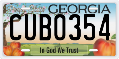 GA license plate CUB0354