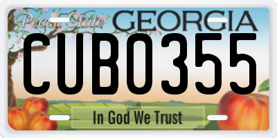 GA license plate CUB0355