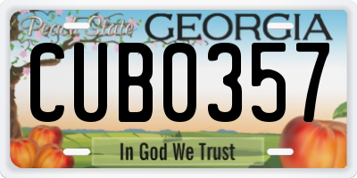 GA license plate CUB0357