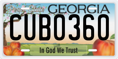 GA license plate CUB0360