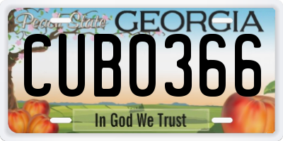 GA license plate CUB0366