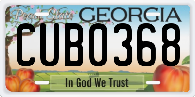 GA license plate CUB0368
