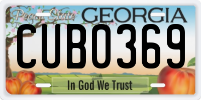 GA license plate CUB0369