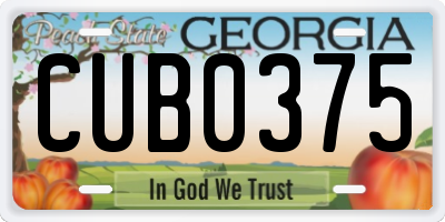 GA license plate CUB0375