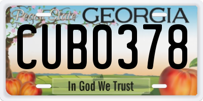 GA license plate CUB0378