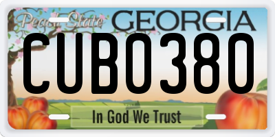 GA license plate CUB0380