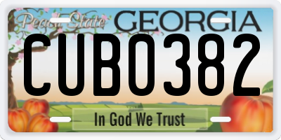 GA license plate CUB0382