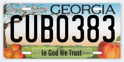 GA license plate CUB0383