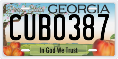 GA license plate CUB0387