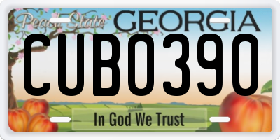 GA license plate CUB0390