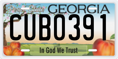 GA license plate CUB0391