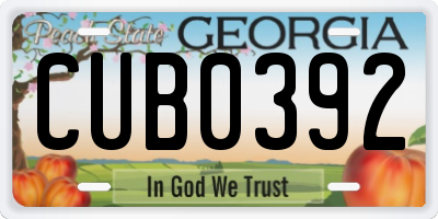 GA license plate CUB0392