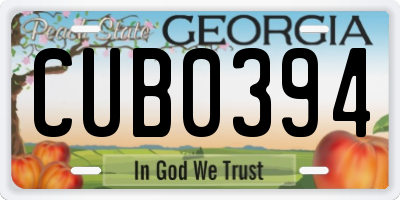 GA license plate CUB0394