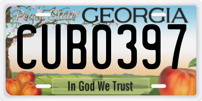 GA license plate CUB0397