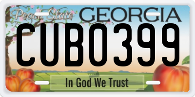 GA license plate CUB0399