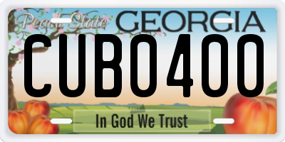GA license plate CUB0400