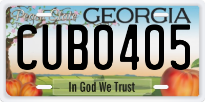 GA license plate CUB0405