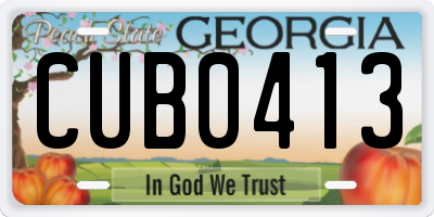 GA license plate CUB0413