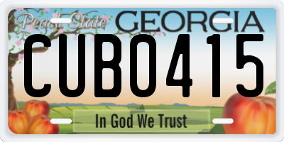 GA license plate CUB0415