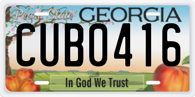 GA license plate CUB0416