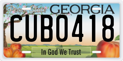 GA license plate CUB0418