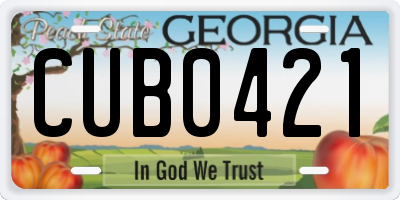 GA license plate CUB0421