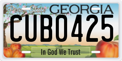 GA license plate CUB0425