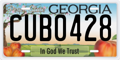 GA license plate CUB0428