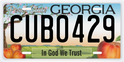 GA license plate CUB0429