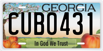 GA license plate CUB0431