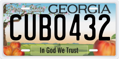 GA license plate CUB0432
