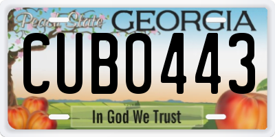 GA license plate CUB0443