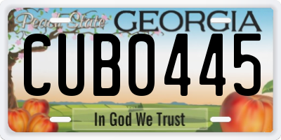 GA license plate CUB0445