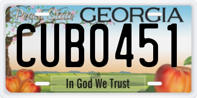GA license plate CUB0451