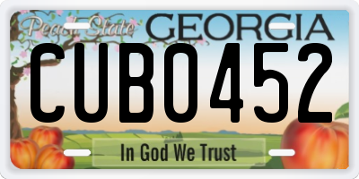 GA license plate CUB0452