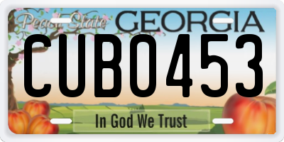 GA license plate CUB0453
