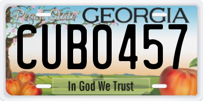 GA license plate CUB0457