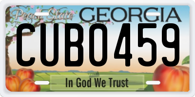 GA license plate CUB0459