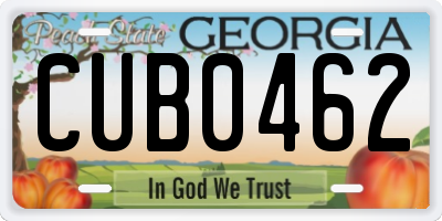 GA license plate CUB0462