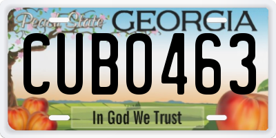 GA license plate CUB0463