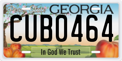 GA license plate CUB0464