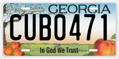 GA license plate CUB0471