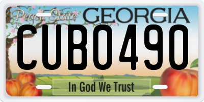 GA license plate CUB0490